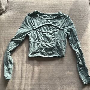 PacSun Teal Long Sleeve Crop Top